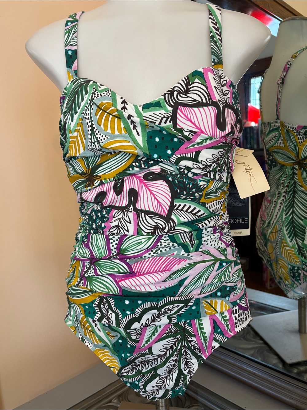 Profile by Gottex 12 D Cup One Piece Floral Swimsuit Built in Bra